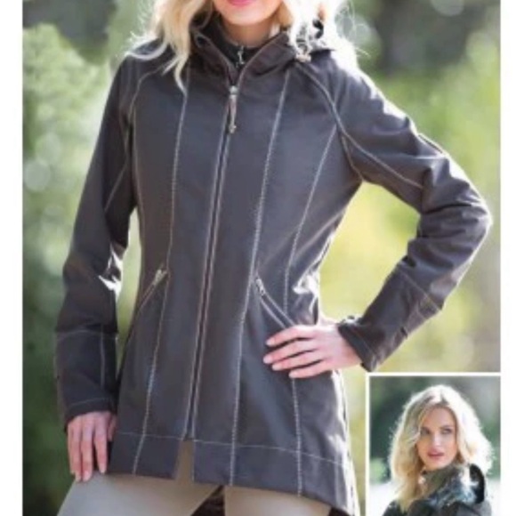 Goode Rider Women's Size Small Singing in the Rain Brown Jacket with Hood - Picture 2 of 15